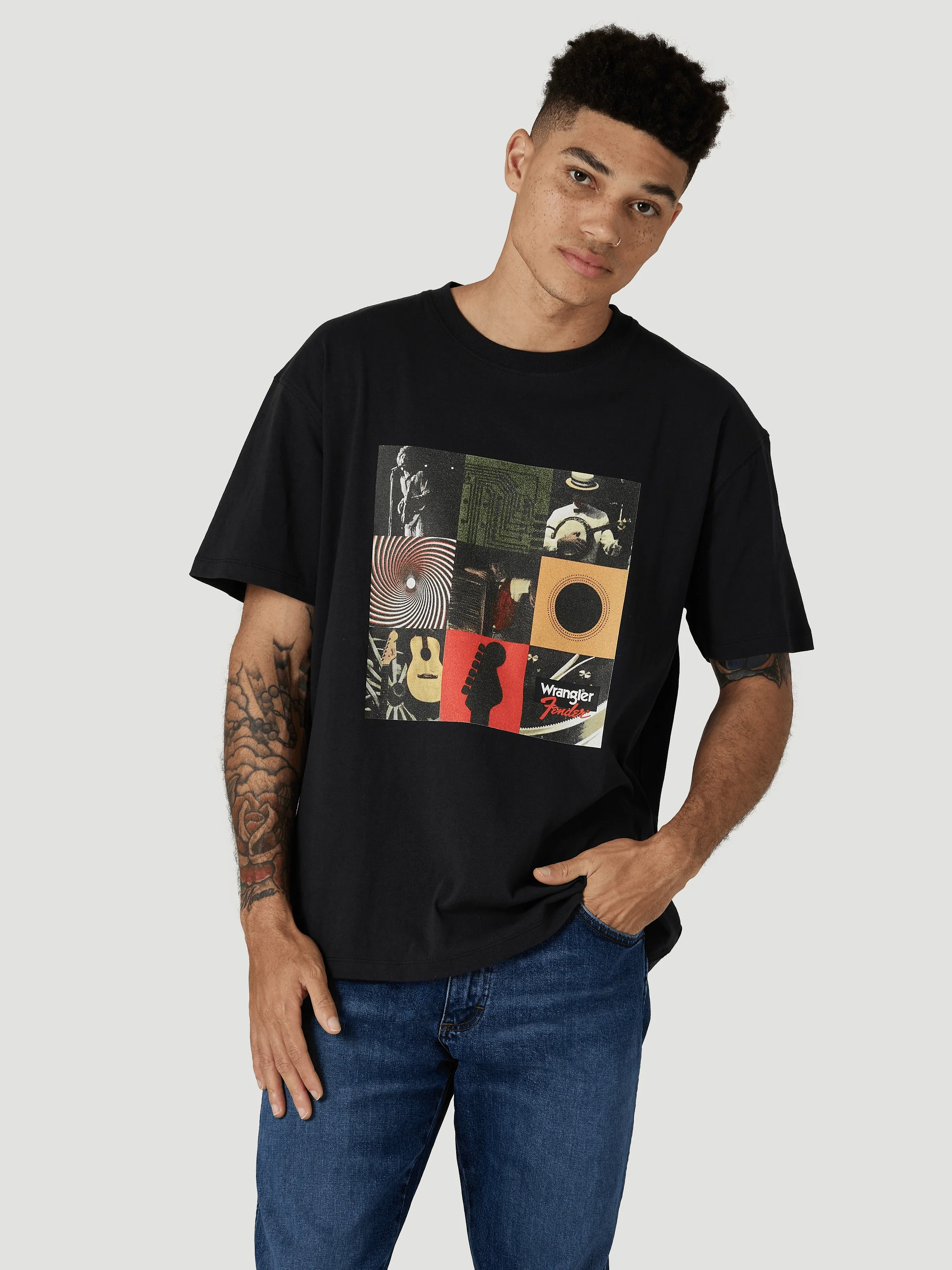 Fender® x Wrangler® Men's Fender Archive Vintage T-Shirt, Faded Black